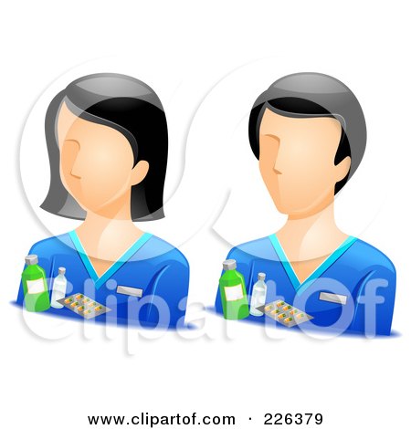 Royalty-Free (RF) Clipart Illustration of a Digital Collage Of Male And Female Pharmacist Avatars by BNP Design Studio