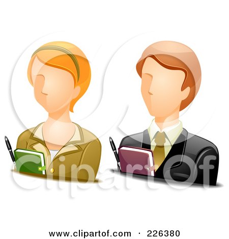 Royalty-Free (RF) Clipart Illustration of a Digital Collage Of Male And Female Secretary Avatars by BNP Design Studio