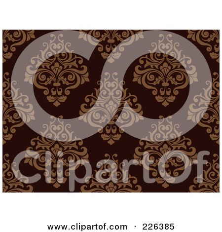 Royalty-Free (RF) Clipart Illustration of a Brown Damask Pattern by BNP Design Studio