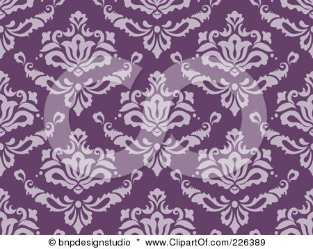 Royalty-Free (RF) Clipart Illustration of a Purple Seamless Damask Background Pattern - 1 by BNP Design Studio