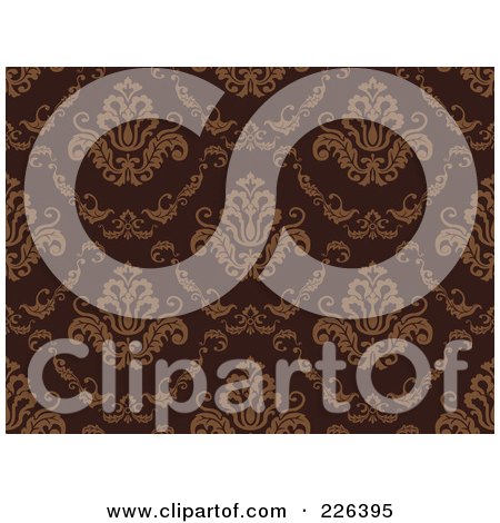 Royalty-Free (RF) Clipart Illustration of a Brown Damask Background Pattern by BNP Design Studio