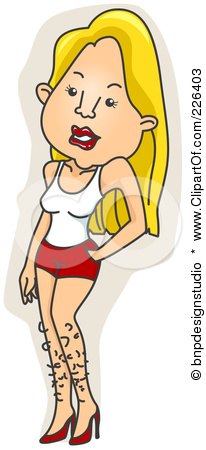 Royalty-Free (RF) Clipart Illustration of a Pretty Blond Woman With Hairy Legs by BNP Design Studio
