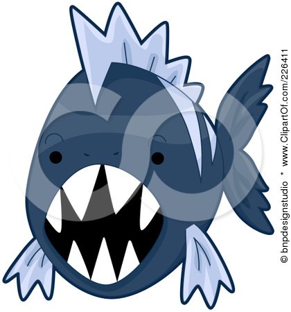 Royalty-Free (RF) Clipart Illustration of a Mean Blue Piranha Fish by BNP Design Studio