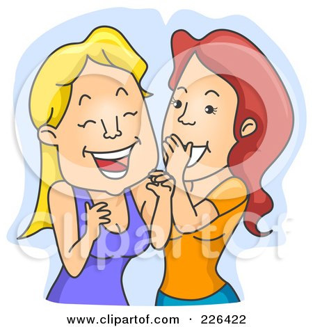 Royalty-Free (RF) Clipart Illustration of Two Women Giggling And Whispering by BNP Design Studio