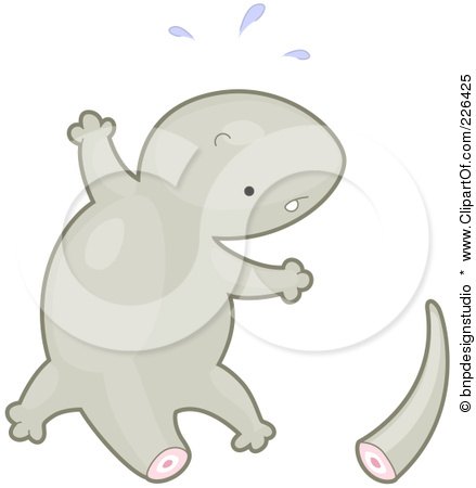 Royalty-Free (RF) Clipart Illustration of a Cute Gray Lizard With A Cut Off Tail by BNP Design Studio