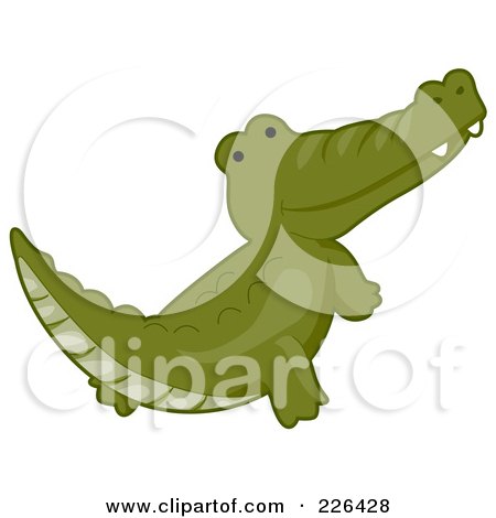 Royalty-Free (RF) Clipart Illustration of a Cute Crocodile Looking Back by BNP Design Studio