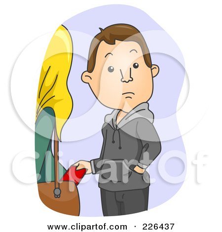 Royalty-Free (RF) Clipart Illustration of a Man Picking A Woman's Pocket by BNP Design Studio