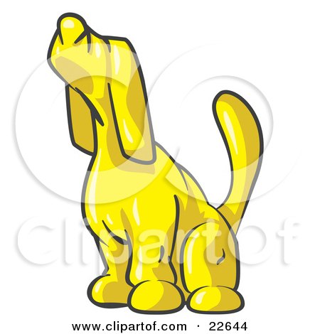 Clipart Illustration of a Yellow Tick Hound Dog Howling or Sniffing the Air by Leo Blanchette
