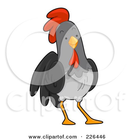 Royalty-Free (RF) Clipart Illustration of a Gray Rooster by BNP Design Studio