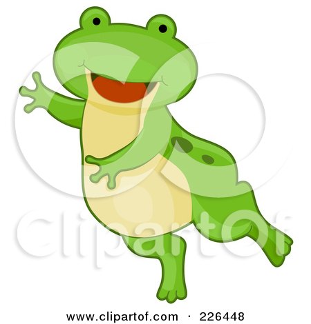 Royalty-Free (RF) Clipart Illustration of a Cute Frog Leaping by BNP Design Studio