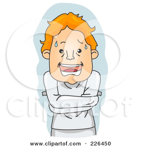 Royalty-Free (RF) Clipart Illustration of a Sweaty Man In A Strait Jacket by BNP Design Studio