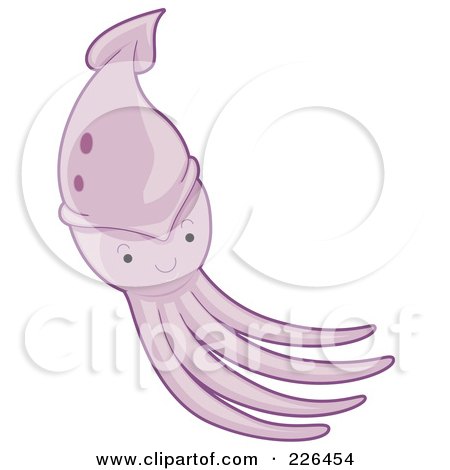 Royalty-Free (RF) Clipart Illustration of a Cute Purple Squid by BNP Design Studio