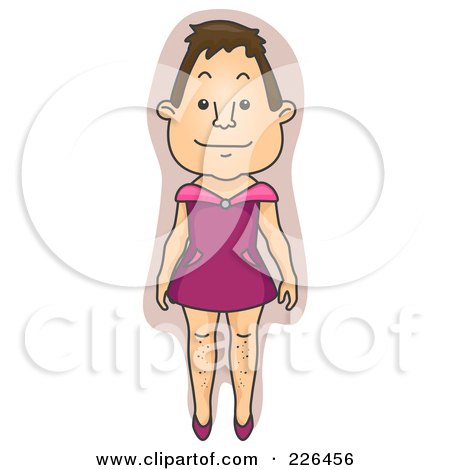 Royalty-Free (RF) Clipart Illustration of a Man With Hair Legs, Standing In A Pink Dress by BNP Design Studio