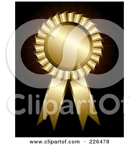 Royalty-Free (RF) Clipart Illustration of a Golden Award Ribbon by TA Images