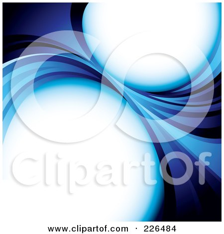 Royalty-Free (RF) Clipart Illustration of an Abstract Blue Wave Background With White Copy Space by TA Images