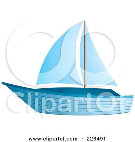 Royalty-Free (RF) Clipart Illustration of a Blue Sailboat by TA Images