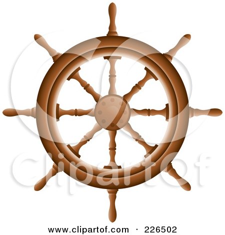 Royalty-Free (RF) Clipart Illustration of a Wooden Ship Helm by TA Images