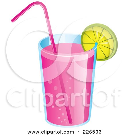 Royalty-Free (RF) Clipart Illustration of a Glass Of Pink Lemonade by TA Images