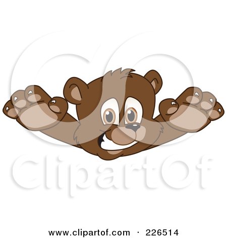 Royalty-Free (RF) Clipart Illustration of a Bear Cub School Mascot Lunging by Mascot Junction