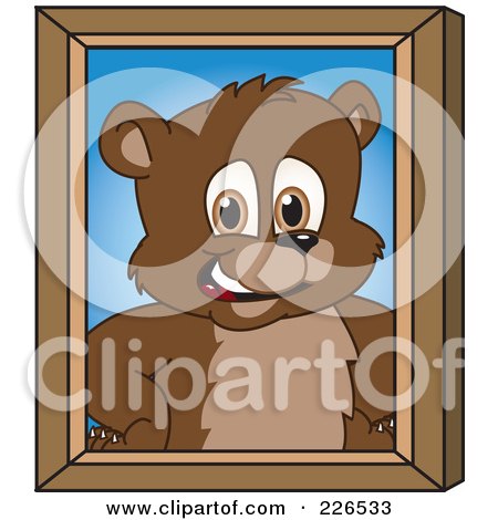 Royalty-Free (RF) Clipart Illustration of a Bear Cub School Mascot Portrait by Mascot Junction