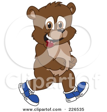 Royalty-Free (RF) Clipart Illustration of a Bear Cub School Mascot Walking In Shoes by Mascot Junction