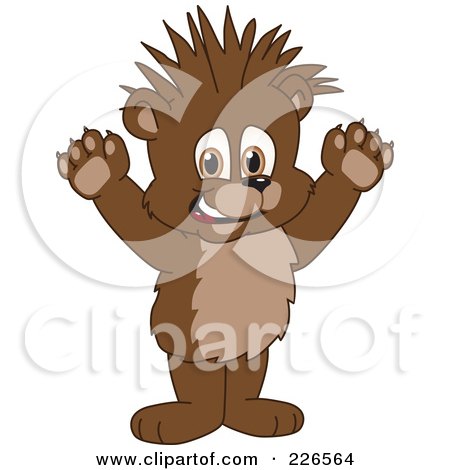 Royalty-Free (RF) Clipart Illustration of a Bear Cub School Mascot With Spiked Hair by Mascot Junction