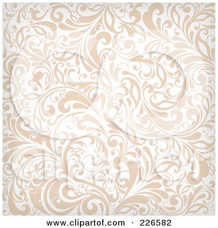 Royalty-Free (RF) Clipart Illustration of a Beige And White Background Pattern Of Flourishes by OnFocusMedia