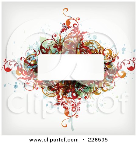 Royalty-Free (RF) Clipart Illustration of a White Space Framed By Colorful Splatters And Flourishes by OnFocusMedia