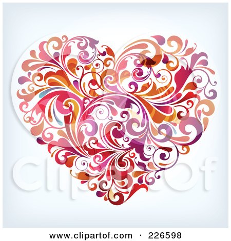Royalty-Free (RF) Clipart Illustration of a Heart Made Of Flourishes by OnFocusMedia