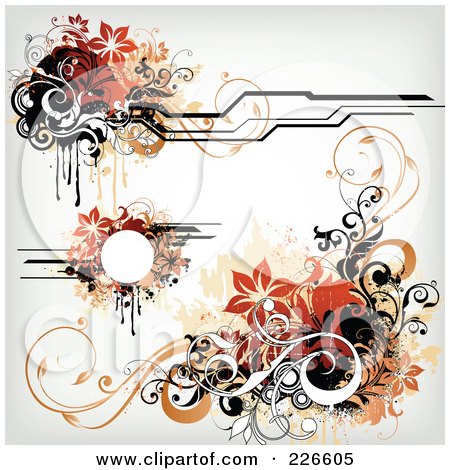 Royalty-Free (RF) Clipart Illustration of a Digital Collage Of Orange And Black Lily Frames And Border Design Elements by OnFocusMedia