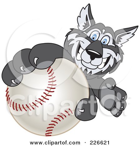 Royalty-Free (RF) Clipart Illustration of a Husky School Mascot Grabbing A Baseball by Toons4Biz
