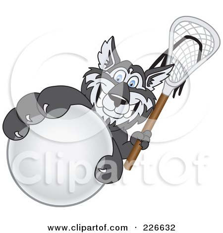 Royalty-Free (RF) Clipart Illustration of a Husky School Mascot Grabbing A Lacrosse Ball by Toons4Biz
