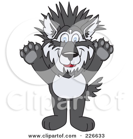 Royalty-Free (RF) Clipart Illustration of a Husky School Mascot With Spiked Hair by Mascot Junction