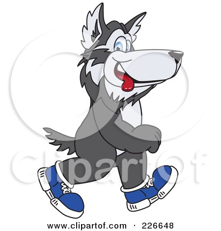 Royalty-Free (RF) Clipart Illustration of a Husky School Mascot Walking In Shoes by Toons4Biz