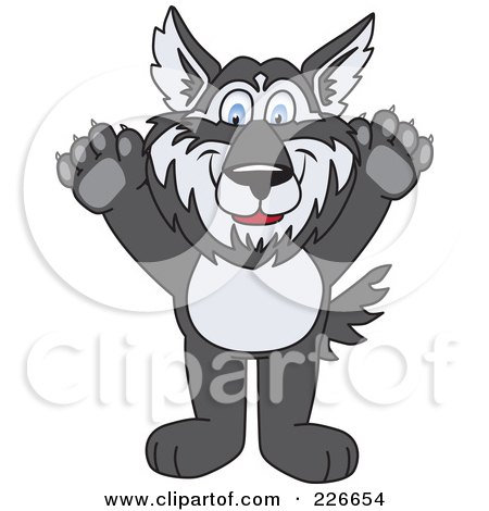 Royalty-Free (RF) Clipart Illustration of a Husky School Mascot Holding His Paws Up by Toons4Biz