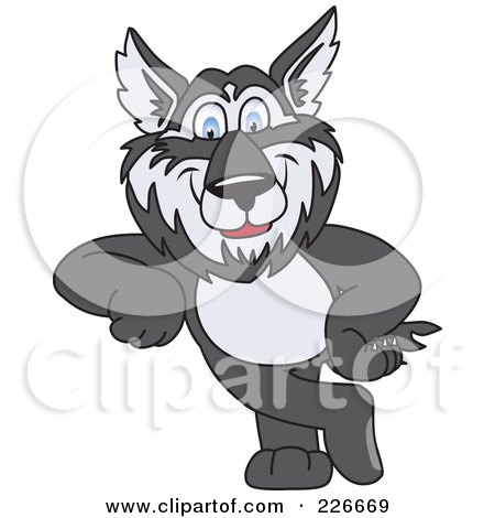 Royalty-Free (RF) Clipart Illustration of a Husky School Mascot Leaning by Toons4Biz