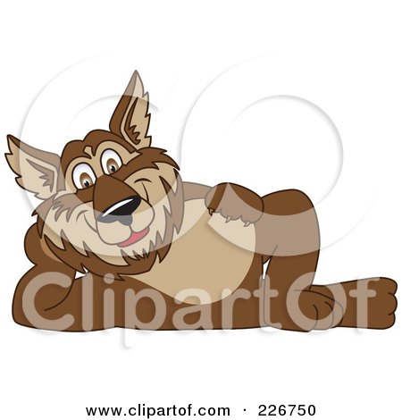 Royalty-Free (RF) Clipart Illustration of a Wolf School Mascot Reclined by Toons4Biz