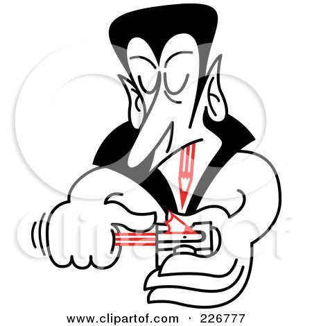 Royalty-Free (RF) Clipart Illustration of a Vampire Sharpening His Pencil Teeth by Zooco