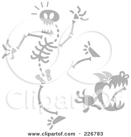 Royalty-Free (RF) Clipart Illustration of a Dog Stealing A Skeleton's Bones by Zooco