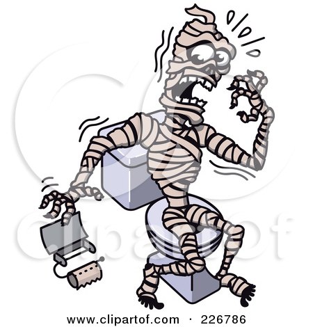 Royalty-Free (RF) Clipart Illustration of a Mummy Sitting On A Toilet And Screaming About No Toilet Paper by Zooco