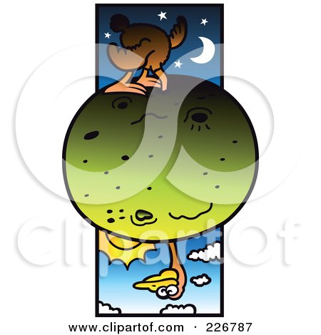 Royalty-Free (RF) Clipart Illustration of a Globe Trotter Ostrich Sticking His Head All The Way Through A Globe by Zooco