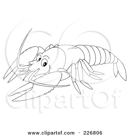 Royalty-Free (RF) Clipart Illustration of a Coloring Page Outline Of A Lobster by Alex Bannykh