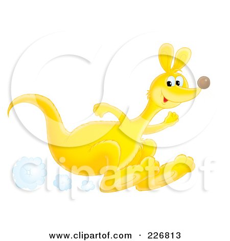 Royalty-Free (RF) Clipart Illustration of a Hopping Yellow Kangaroo by Alex Bannykh