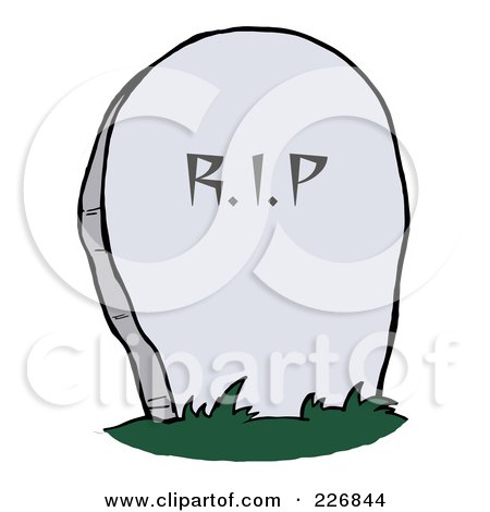 Royalty-Free (RF) Clipart Illustration of a Stone RIP Tombstone In A Cemetery by Hit Toon
