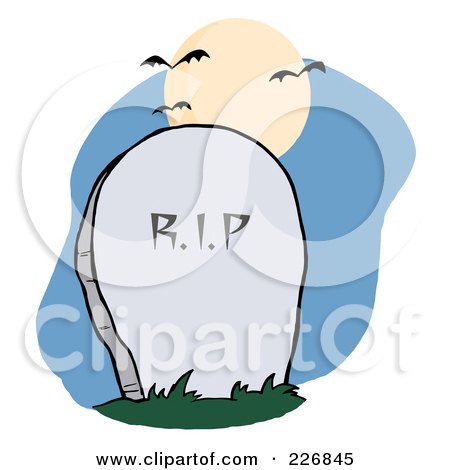 Royalty-Free (RF) Clipart Illustration of a Stone RIP Headstone In A Cemetery by Hit Toon