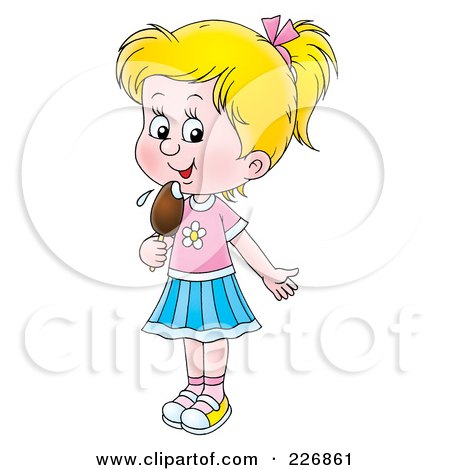 Royalty-Free (RF) Clipart Illustration of a Blond Girl Licking A Popsicle by Alex Bannykh