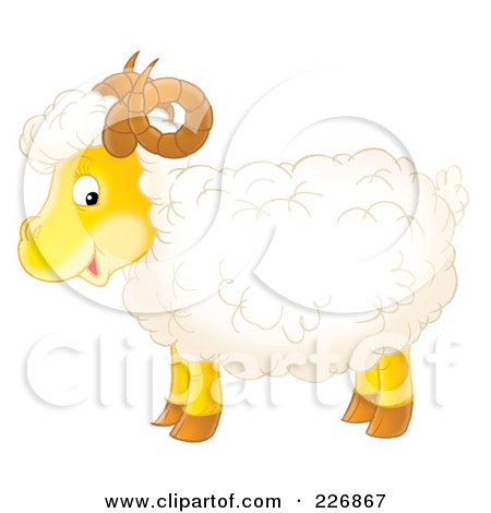 Royalty-Free (RF) Clipart Illustration of a Cute Horned Sheep by Alex Bannykh