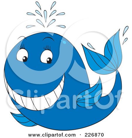 Royalty-Free (RF) Clipart Illustration of a Blue Whale With A Big Grin by Alex Bannykh