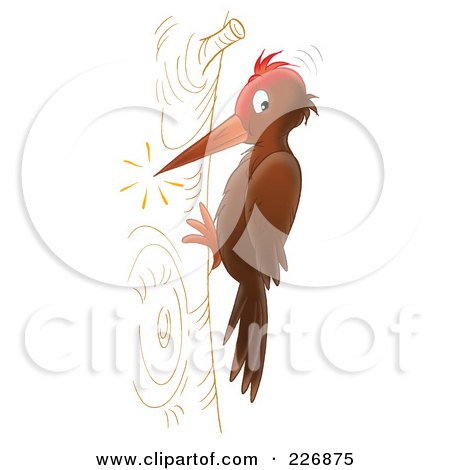 Royalty-Free (RF) Clipart Illustration of a Pecking Woodpecker by Alex Bannykh