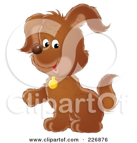 Royalty-Free (RF) Clipart Illustration of a Cute Puppy Lifting A Paw by Alex Bannykh